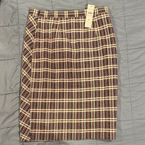 Ann Taylor Plaid Pencil Skirt - Black, White, and Red